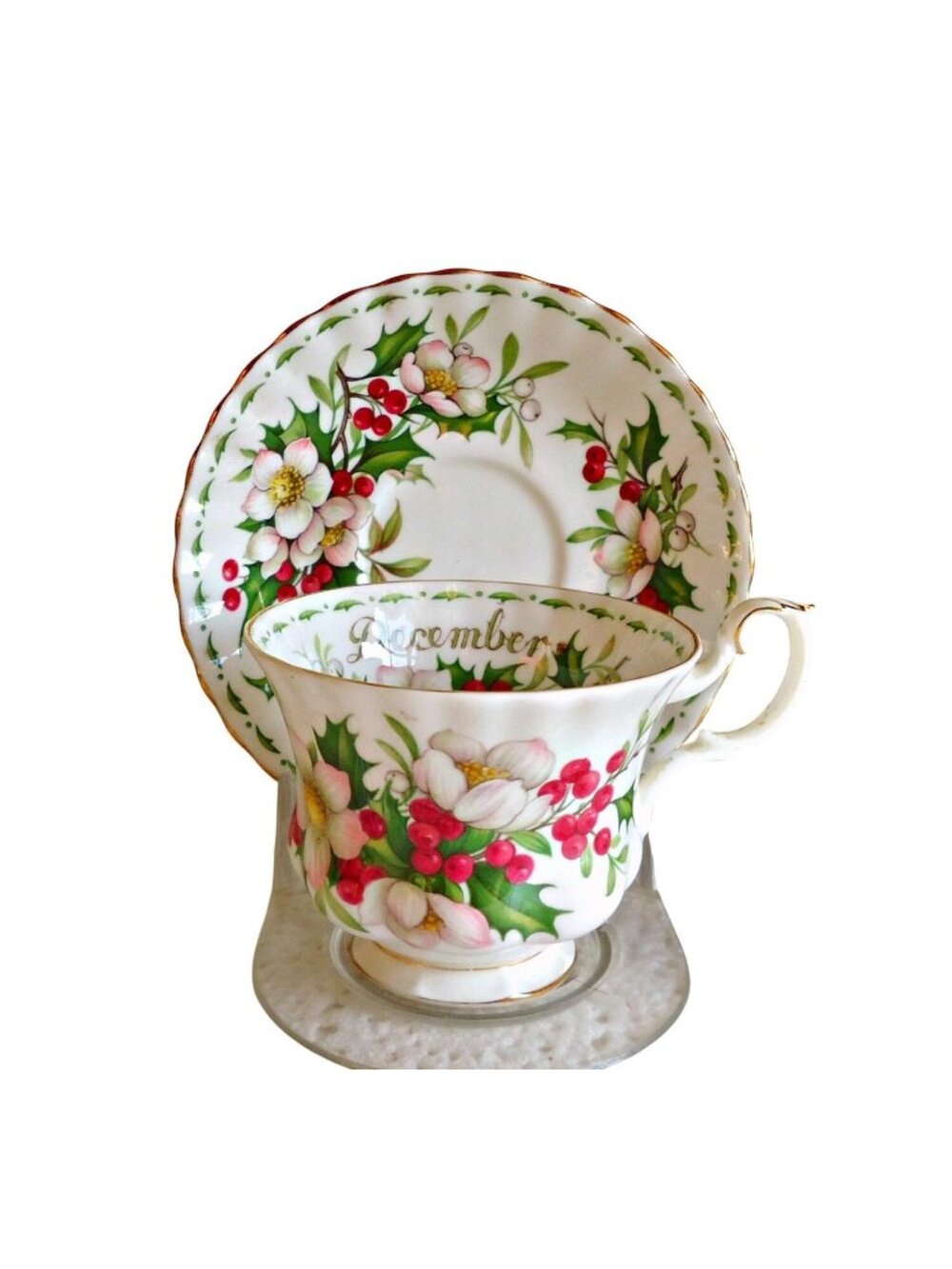 Royal Albert Tea Cup & Saucer December Flower of the Month Teacup Birthday